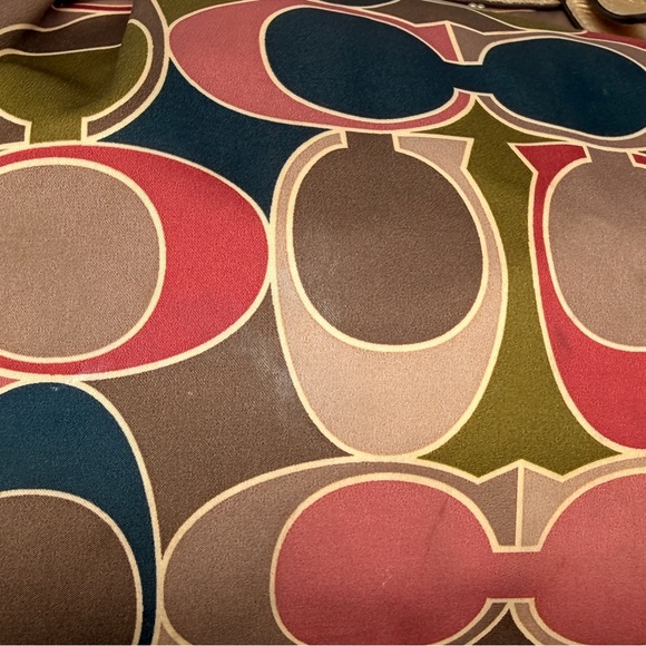 Coach Signature Multi-Color Satin Tote Bag with Metallic Gold Trim Shoulder Bag - Picture 15 of 16